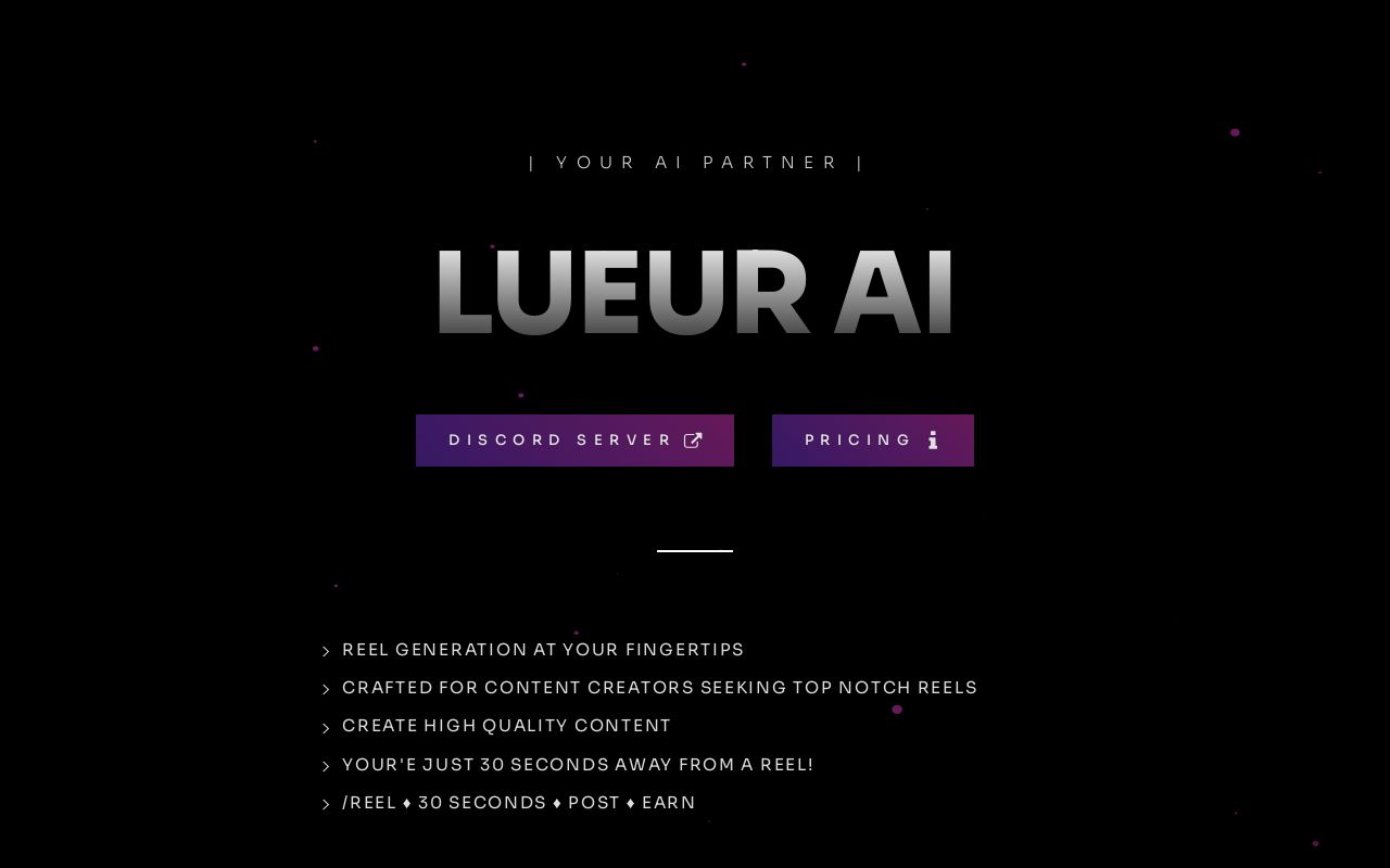 Screenshot of Lueur Reels, Generate short-form reels without leaving your Discord server